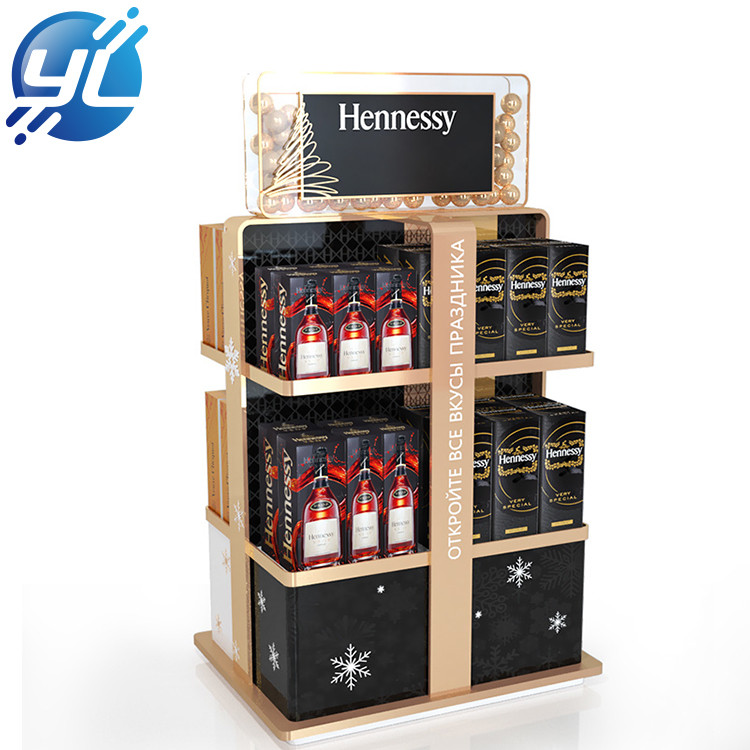 Custom 4 way retail custom wooden wine rack shelf 