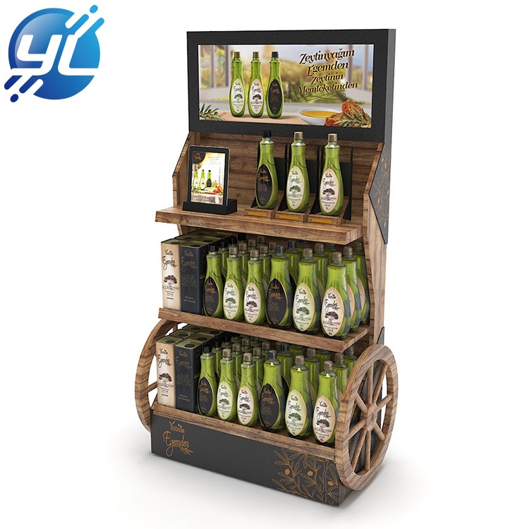 Custom 4 way retail custom wooden wine rack shelf 