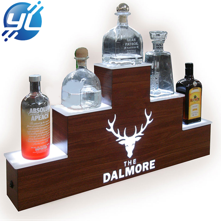 Custom POP novelty wine wood rack antique MDF liquor bottle display stand 