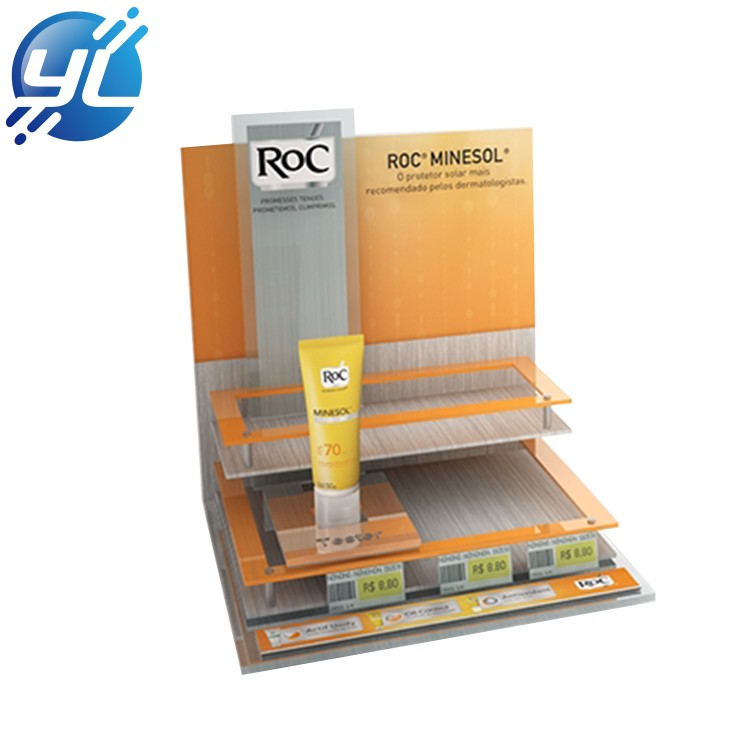 Retail wood Display Rack For Sunscreen Cosmetic