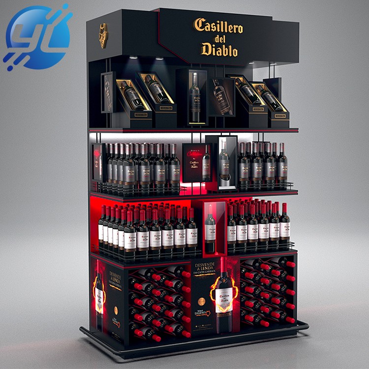 Retail Rack Modern Durable Shelf High End Bottle Wooden Wine Display Stand