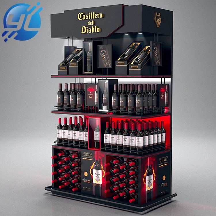 Retail Rack Modern Durable Shelf High End Bottle Wooden Wine Display Stand