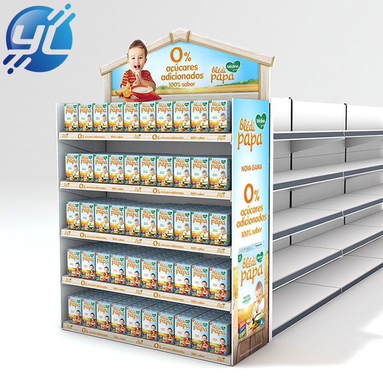 Free standing promotion stationary display stands supermarket child food display rack for biscuits