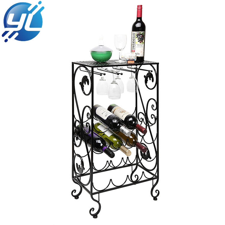 Customized event stainless steel frame height gold wine display rack