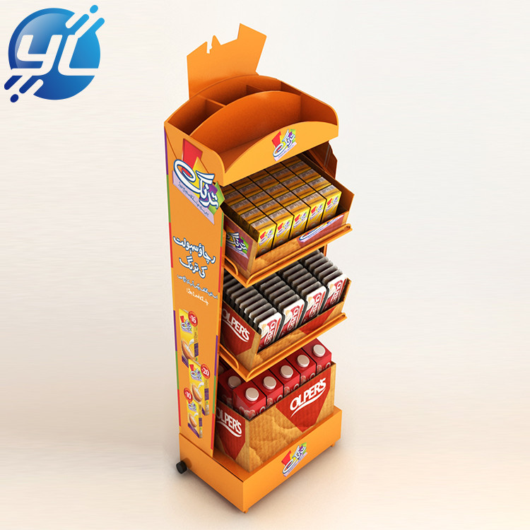 floor standing 4 tiers metal food snack display rack for retail store