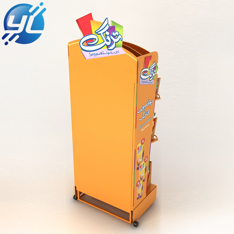 floor standing 4 tiers metal food snack display rack for retail store