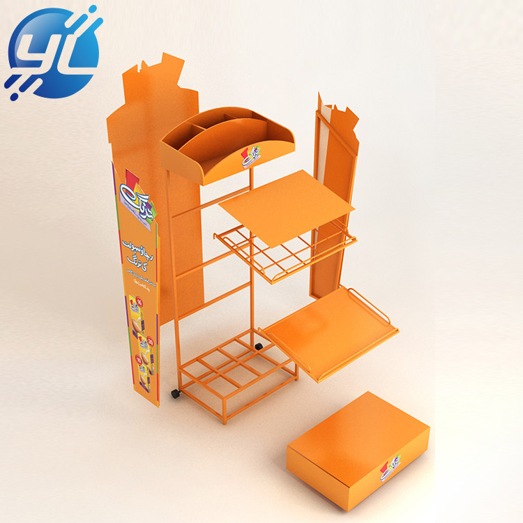 floor standing 4 tiers metal food snack display rack for retail store