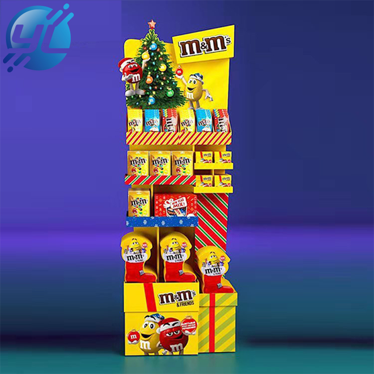 OEM ODM cardboard candy floor display stand for commodity retail