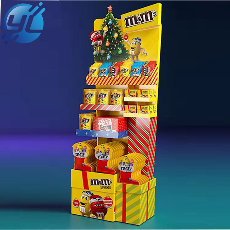 OEM ODM cardboard candy floor display stand for commodity retail