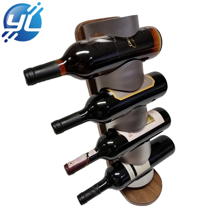 4 tier POS POP custom retail wine bottle wooden display rack fixture for promotion