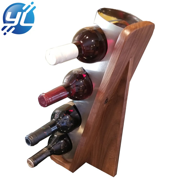 4 tier POS POP custom retail wine bottle wooden display rack fixture for promotion