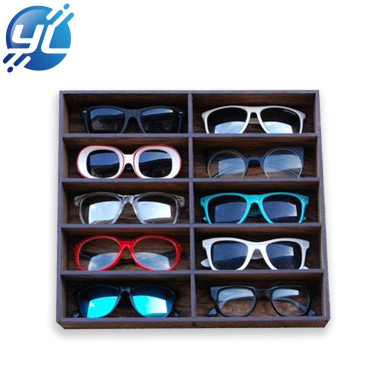 Bespoke sunglasses eyewear wood display tray eyewear MDF display stand organizer for supermarket