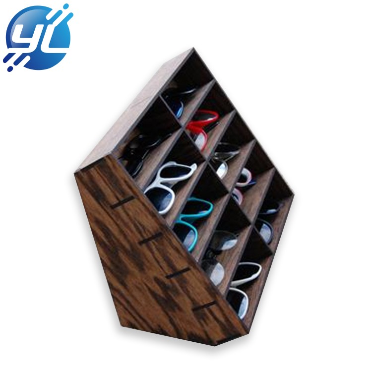 Bespoke sunglasses eyewear wood display tray eyewear MDF display stand organizer for supermarket