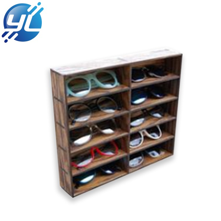 Bespoke sunglasses eyewear wood display tray eyewear MDF display stand organizer for supermarket