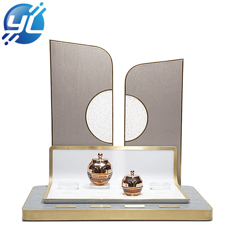 Custom tabletop metal belt hand cream face cream cosmetics display stand