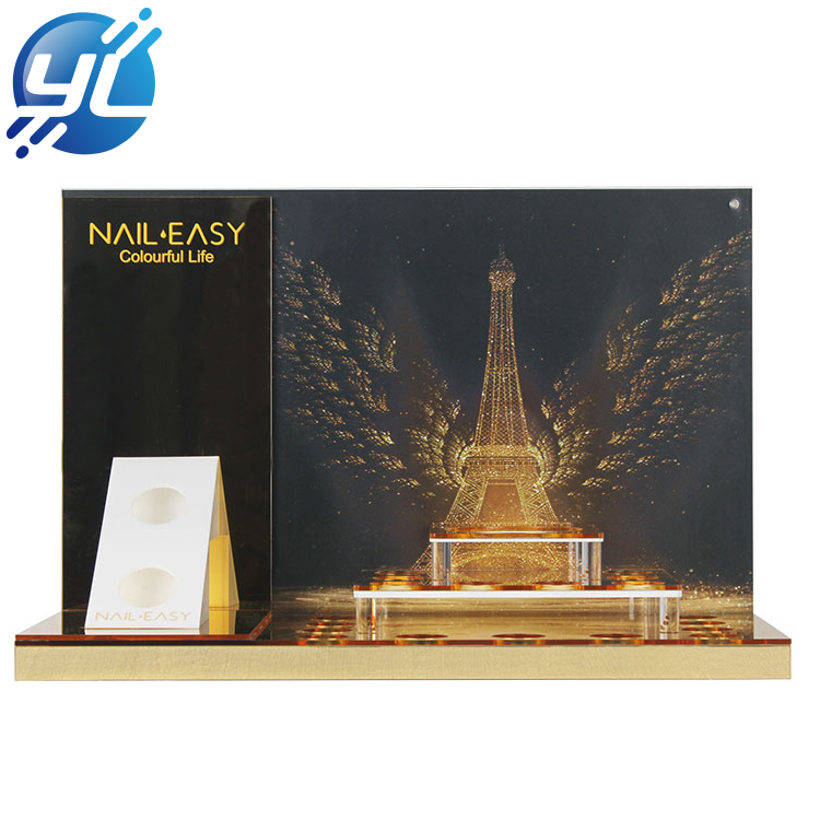 Luxury gold mirrored acrylic table top perfume display stand 