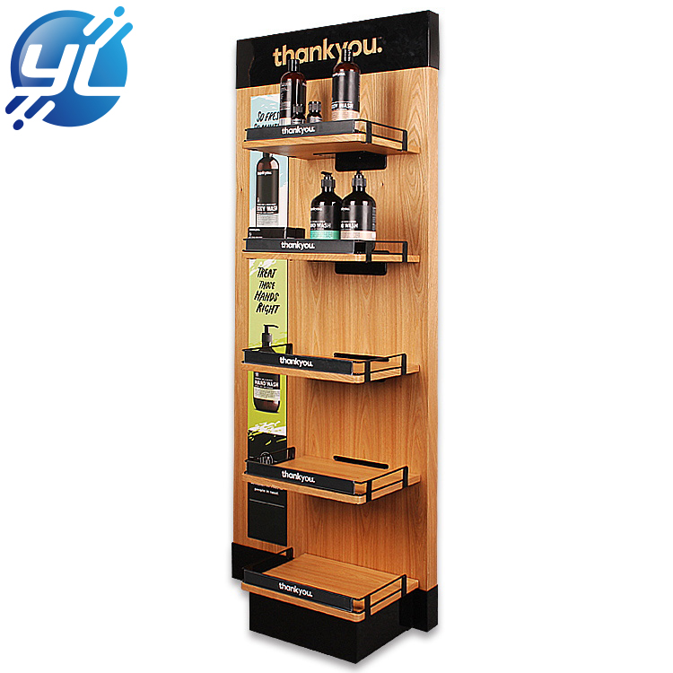 Custom Floor Wood Hand Cream Shampoo Make Up Display Shelves