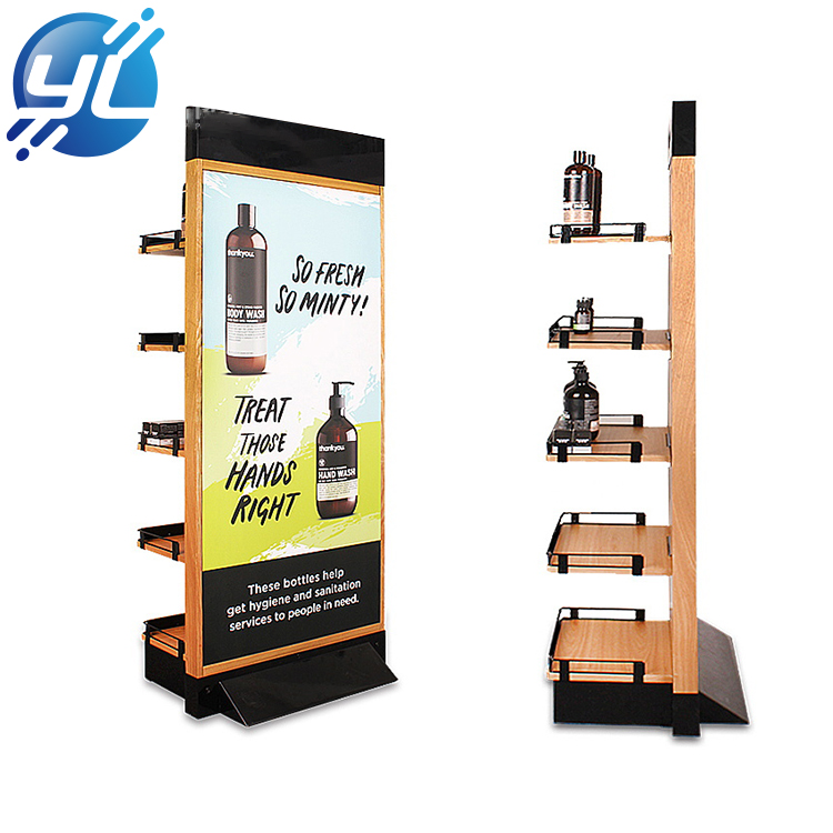 Custom Floor Wood Hand Cream Shampoo Make Up Display Shelves