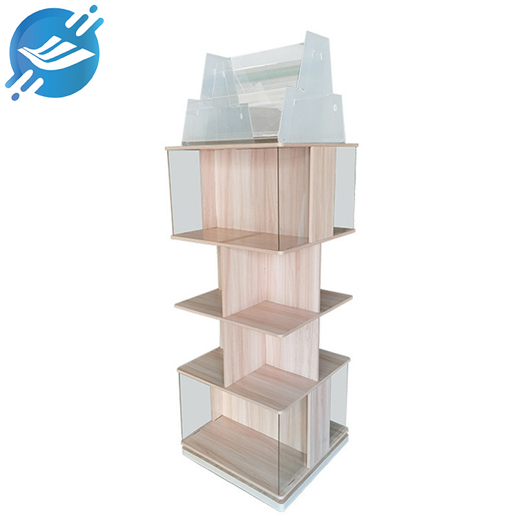 POP double-sided rotating wooden book display stand
