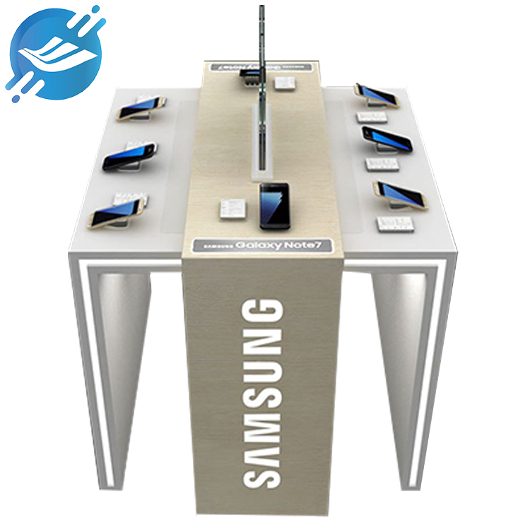 High-tech mobile phone display stand in acrylic and MDF panels