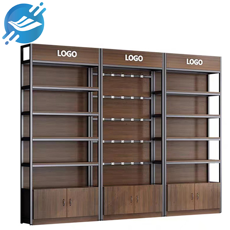 Floor to ceiling display shelves made of metal & MDF board for various commodities