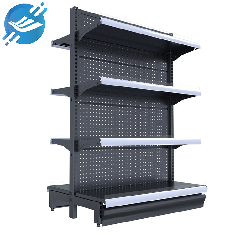 metal perforated floor-to-ceiling product display stand