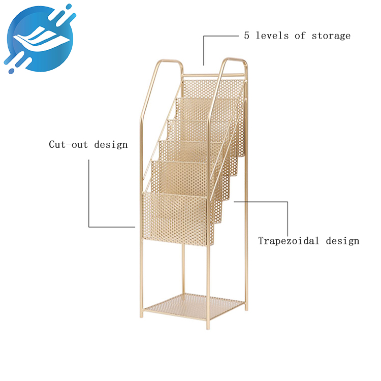 Pure metal frame trapezoidal floor-to-ceiling book display stand