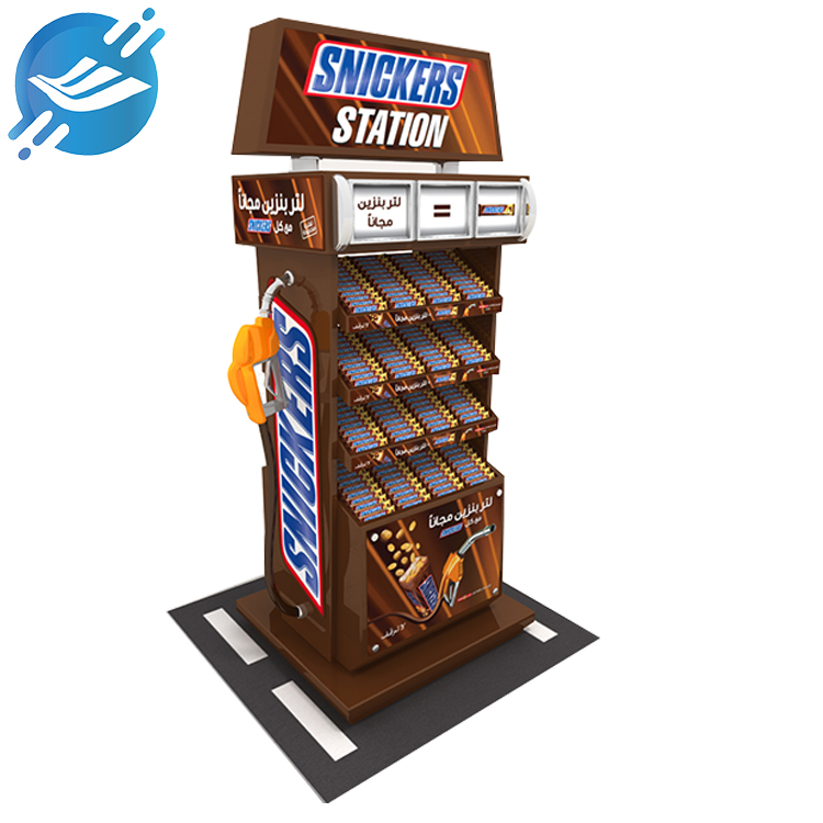 Customised acrylic floor display stand with petrol station style chocolate display