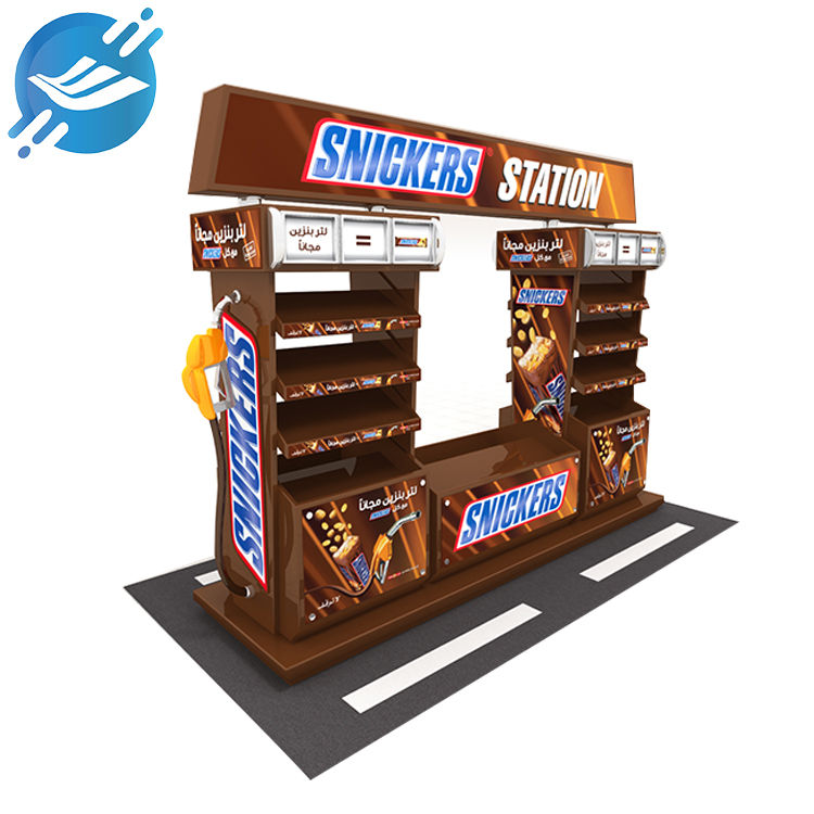 Customised acrylic floor display stand with petrol station style chocolate display