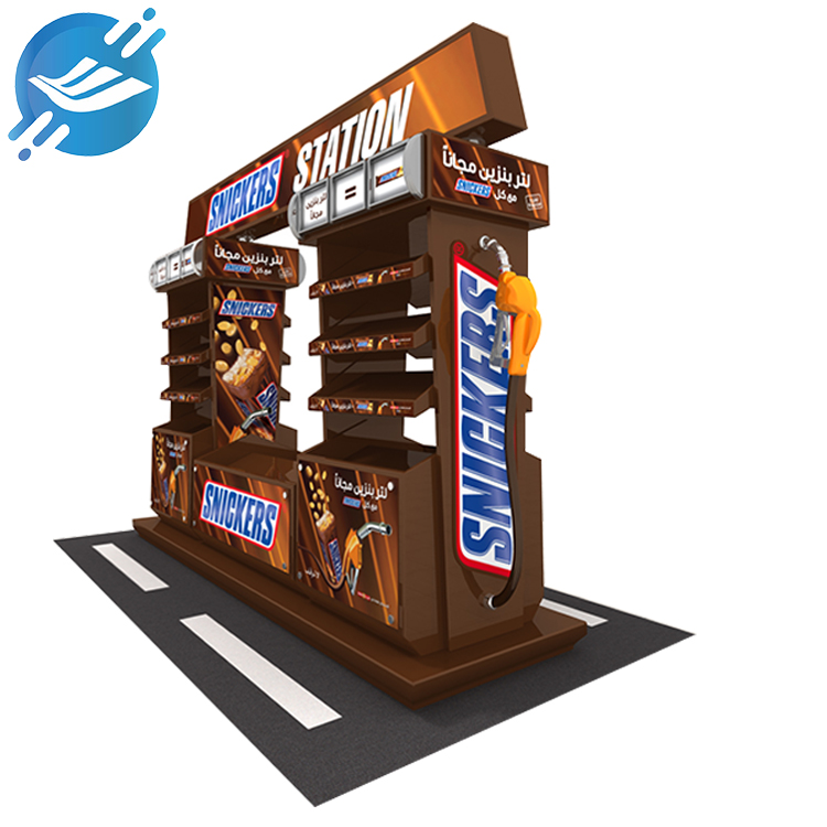 Customised acrylic floor display stand with petrol station style chocolate display