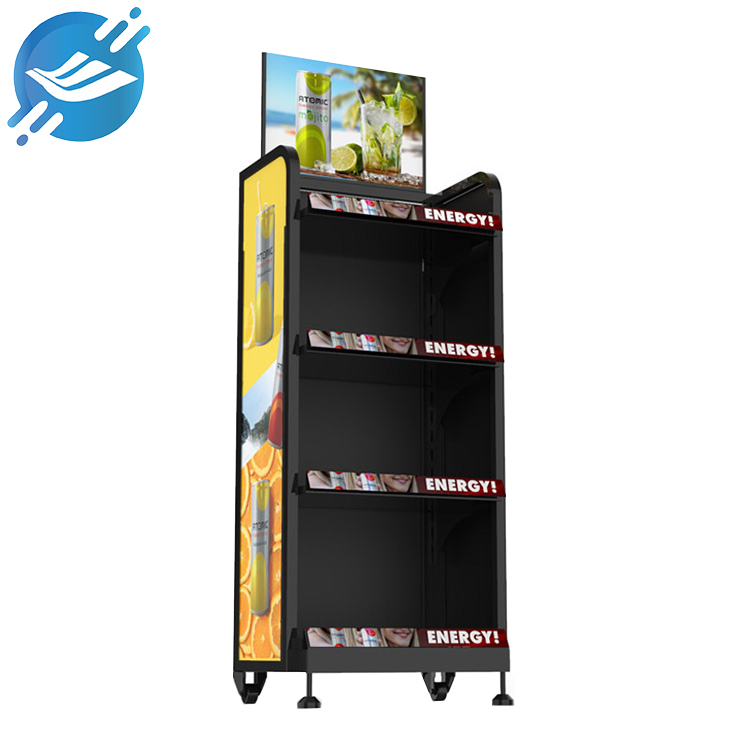 Metal four-layer floor-standing beverage display stand