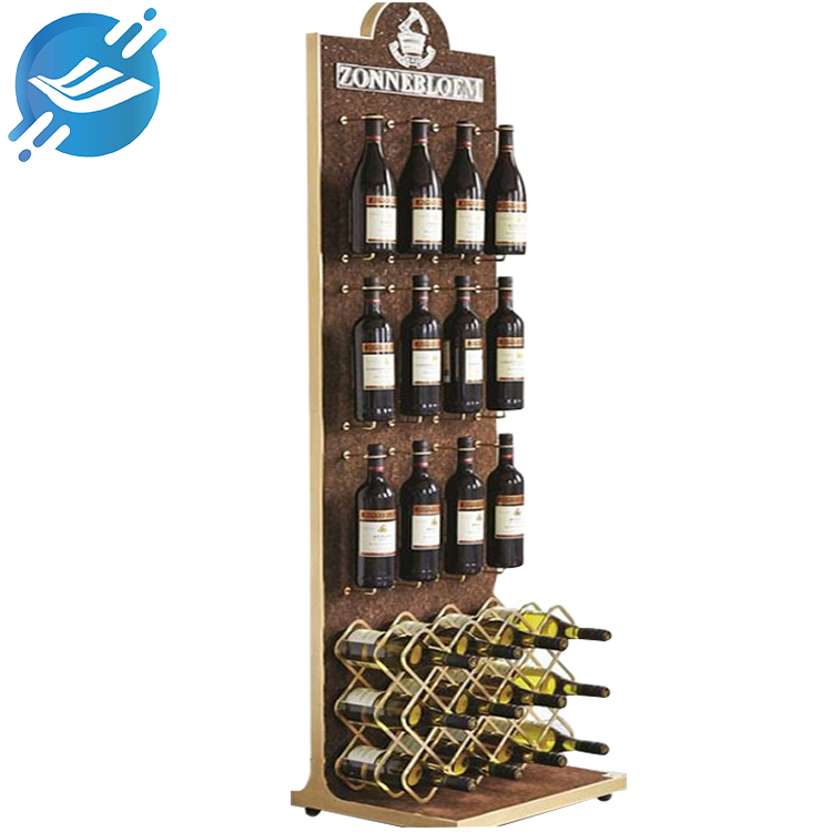 Wooden frame four-tier beer and beverage display stand