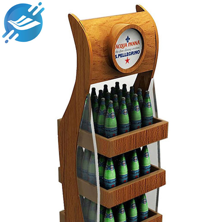 Wooden frame four-tier beer and beverage display stand