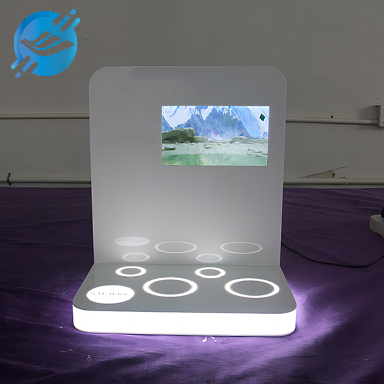 Custom skin care products display acrylic cosmetic display stand with led lights 
