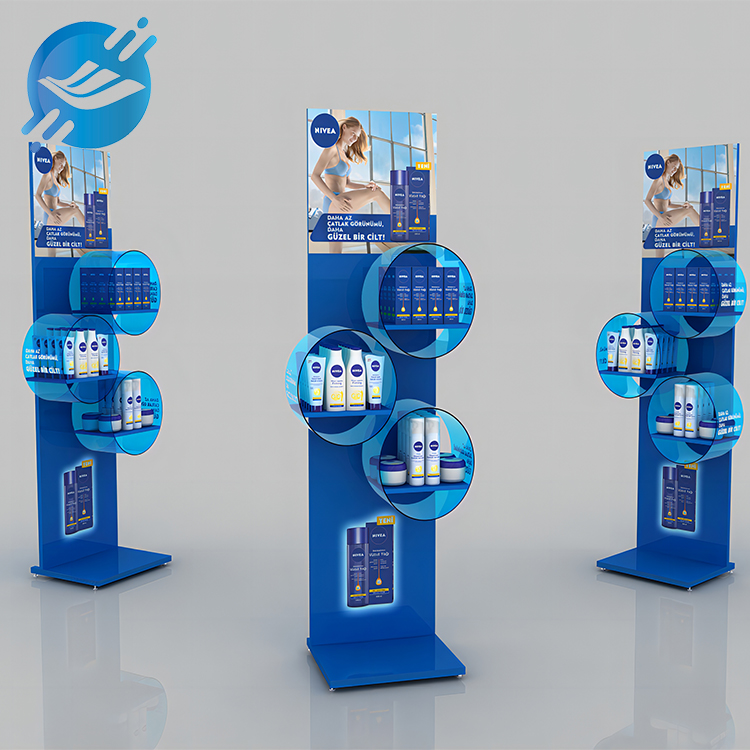 A variety of customized acrylic floor-standing body skin care product display stand