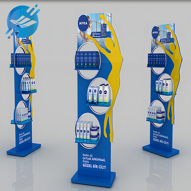 A variety of customized acrylic floor-standing body skin care product display stand