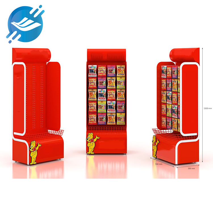 OEM Variety Custom Red Metal Floor Standing Flexible Adjustable Stationery Display Rack With Casters
