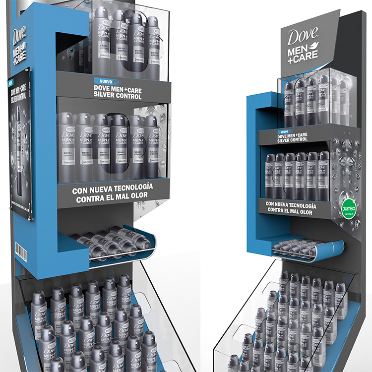 OEM customized variety of metal floor-standing men\'s refreshing spray display stand