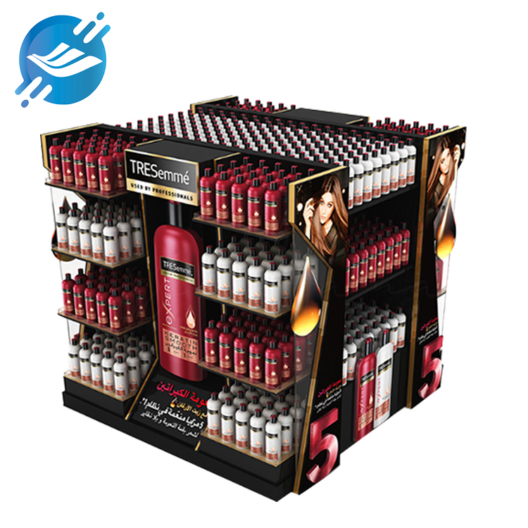 Acrylic floor-standing multi-faceted shampoo display stand