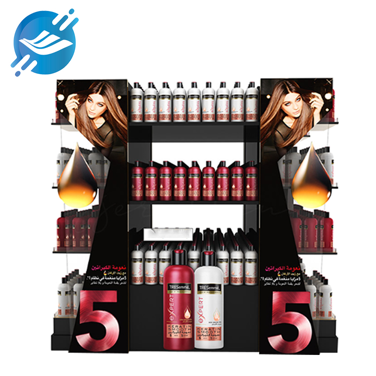 Acrylic floor-standing multi-faceted shampoo display stand