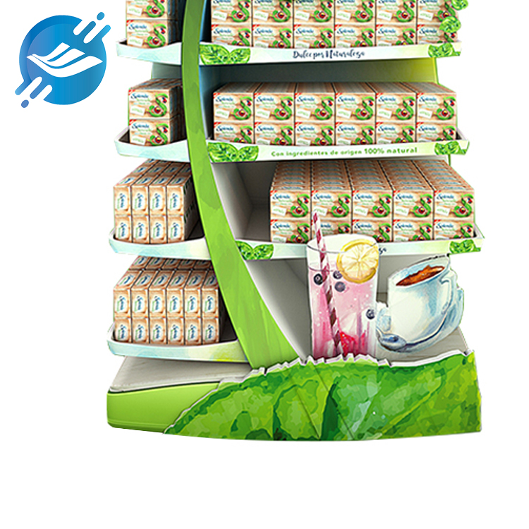 Metal floor-standing multi-layer multi-faceted tea bag display stand