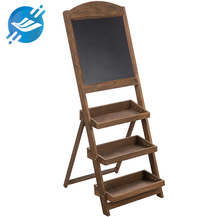  Rustic Wooden 3-Tier Market Rack with Chalkboard Sign Fruit Display Stand