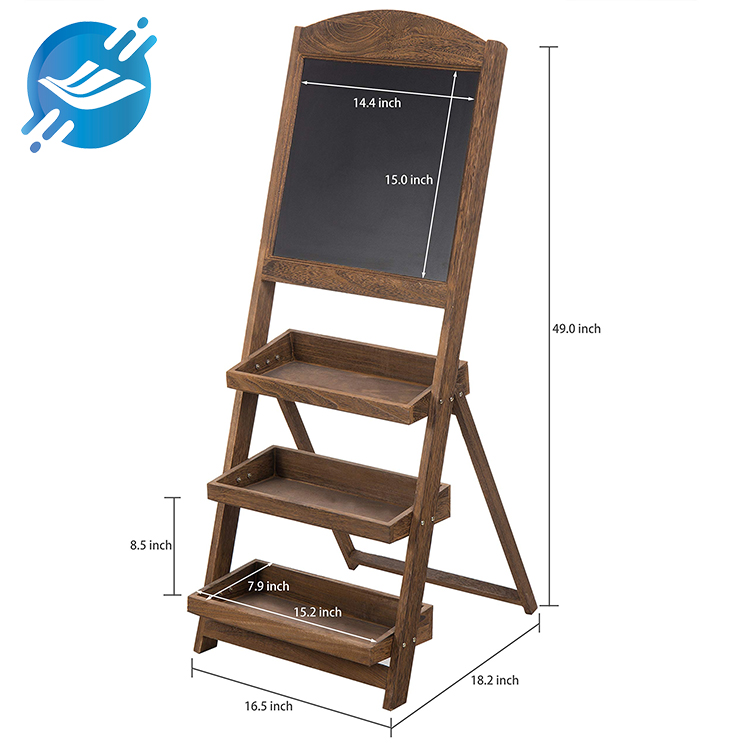  Rustic Wooden 3-Tier Market Rack with Chalkboard Sign Fruit Display Stand